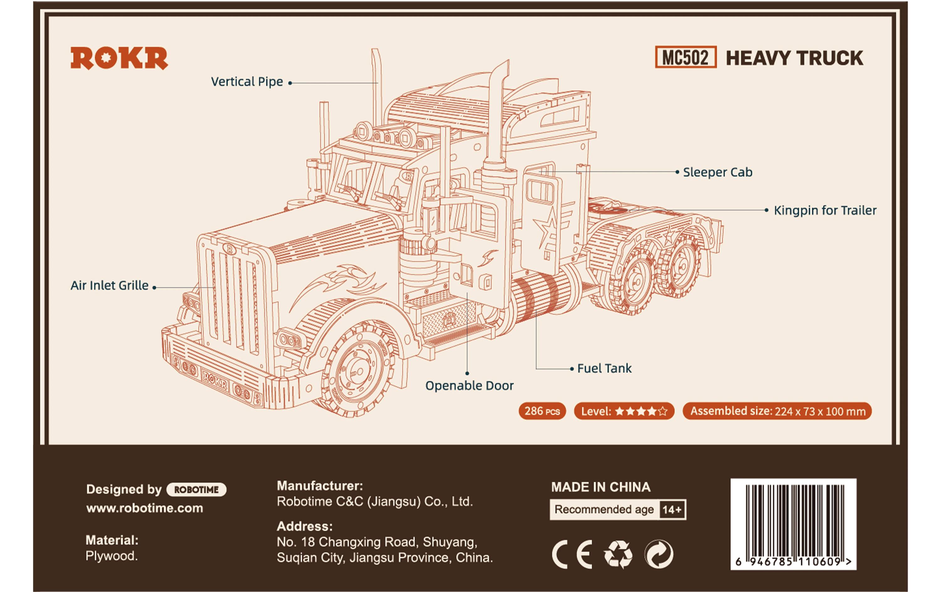 Bausatz Heavy Truck3D-Puzzle aus lasergeschnittenen Holzteilen