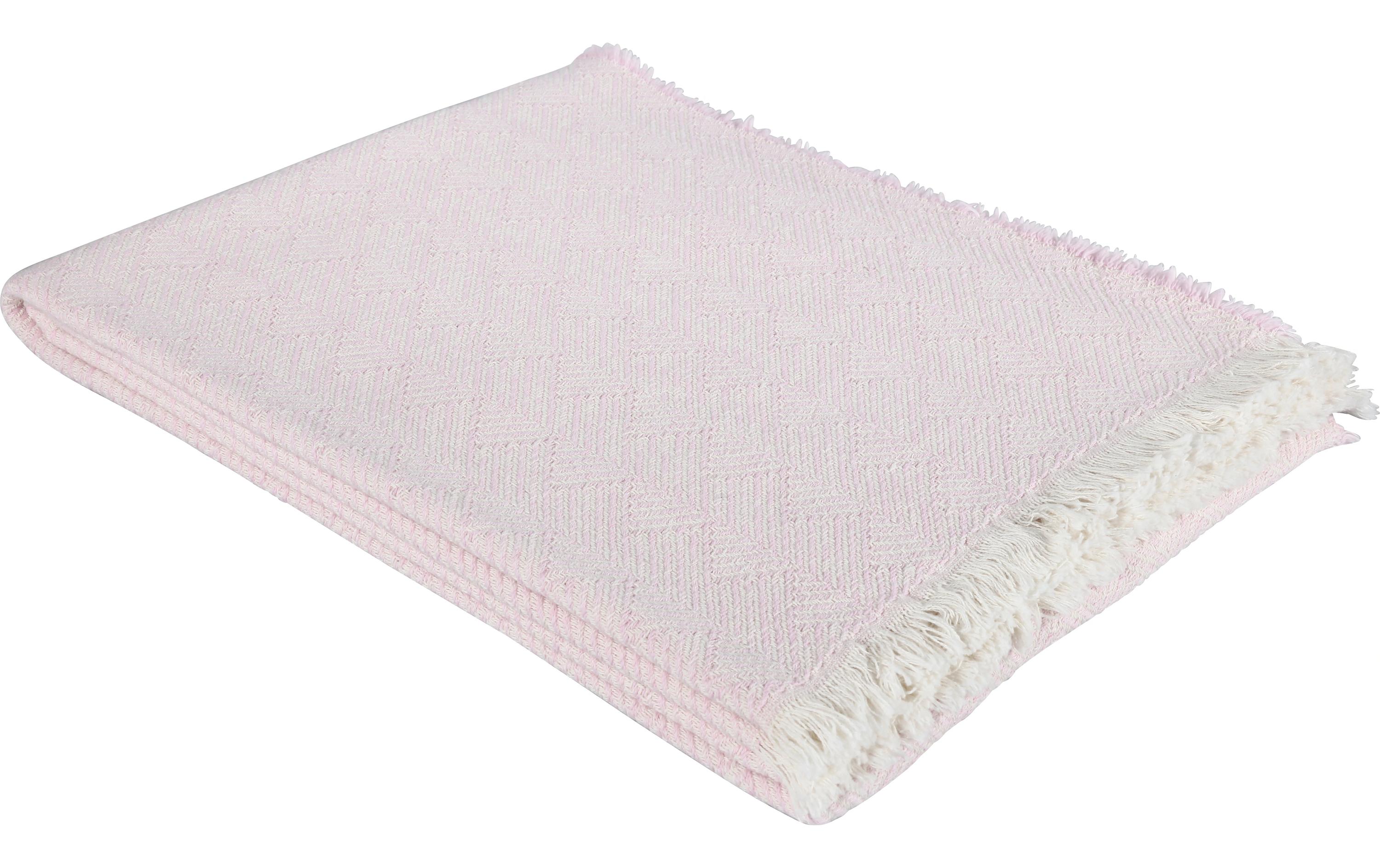 Tagesdecke Mykonos 140 x 200 cm, RoseAtmungsaktive Decke in Fischgradoptik aus reiner Baumwolle