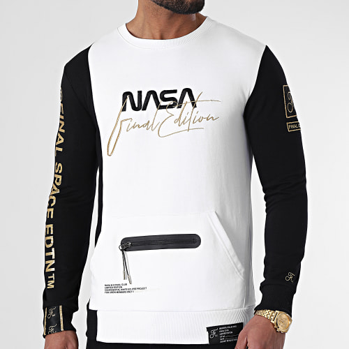 Sweat Crewneck Nasa Final Edition 844 Noir Blanc Détails Or