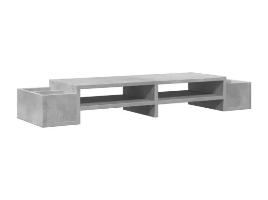 Support de moniteur avec rangement gris béton bois d'ingénierie