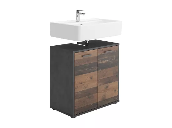 Meuble Sous Vasque 2 Portes effet Chêne L60 x H59cm - Madoc