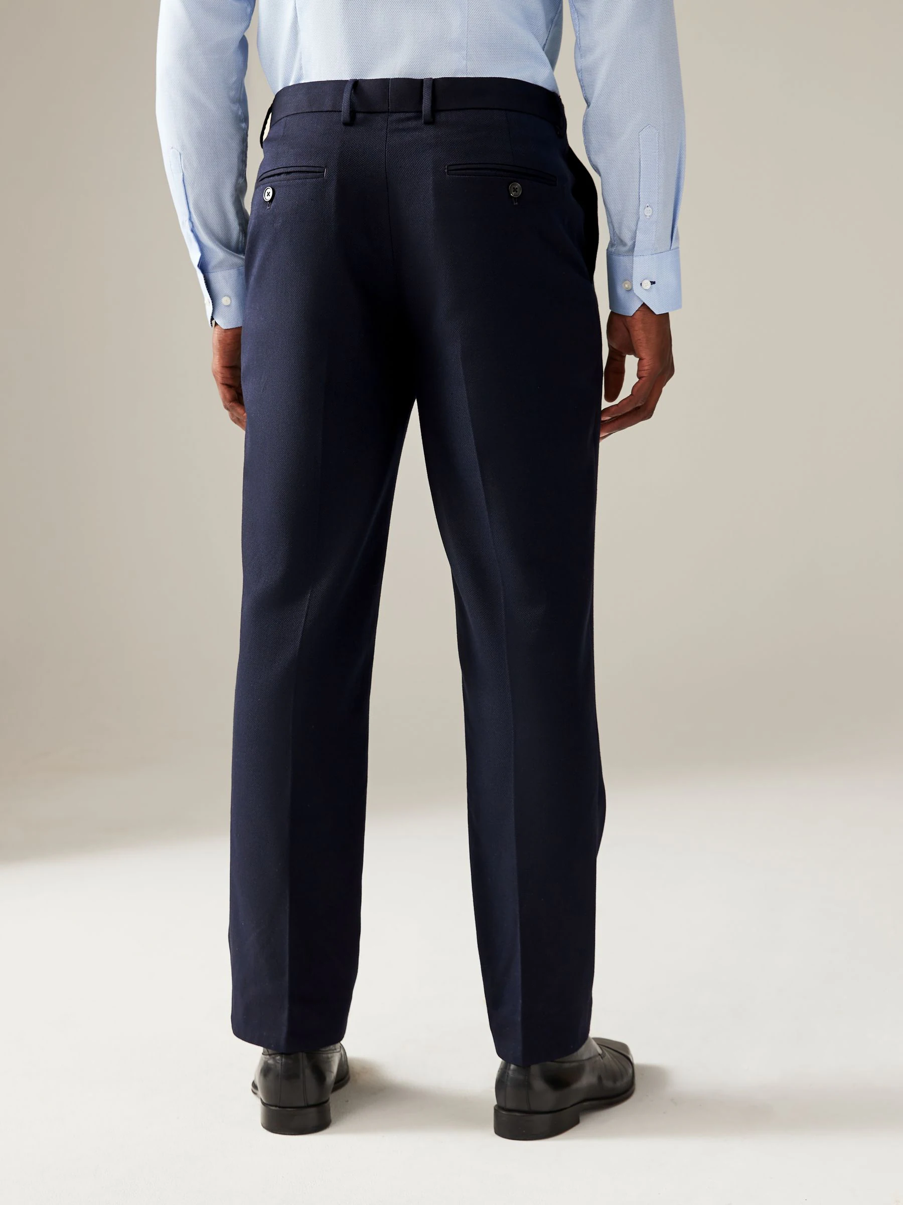 Donkerblauw - Normale Pasvorm - Kostuum met textuur: broek