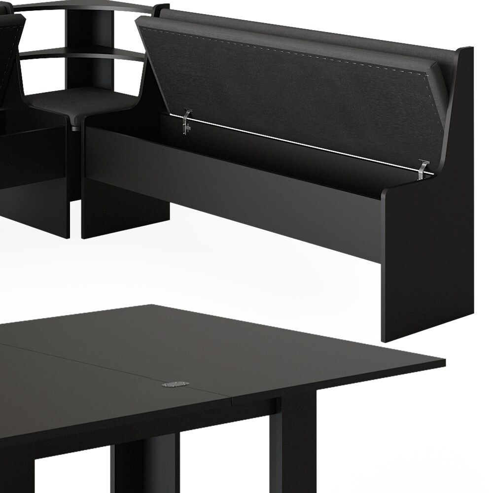 Vicco Eckbankgruppe Küchensitzgruppe Esszimmergruppe Roman Schwarz modern 180x180 cm Sitzbank Sitzecke Küchentisch Tischhocker Küchenmöbel Polstermöbel Esszimmermöbel