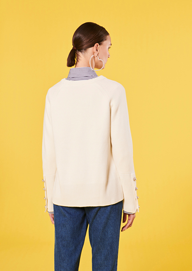 Pull Pierrickécru en laine et coton