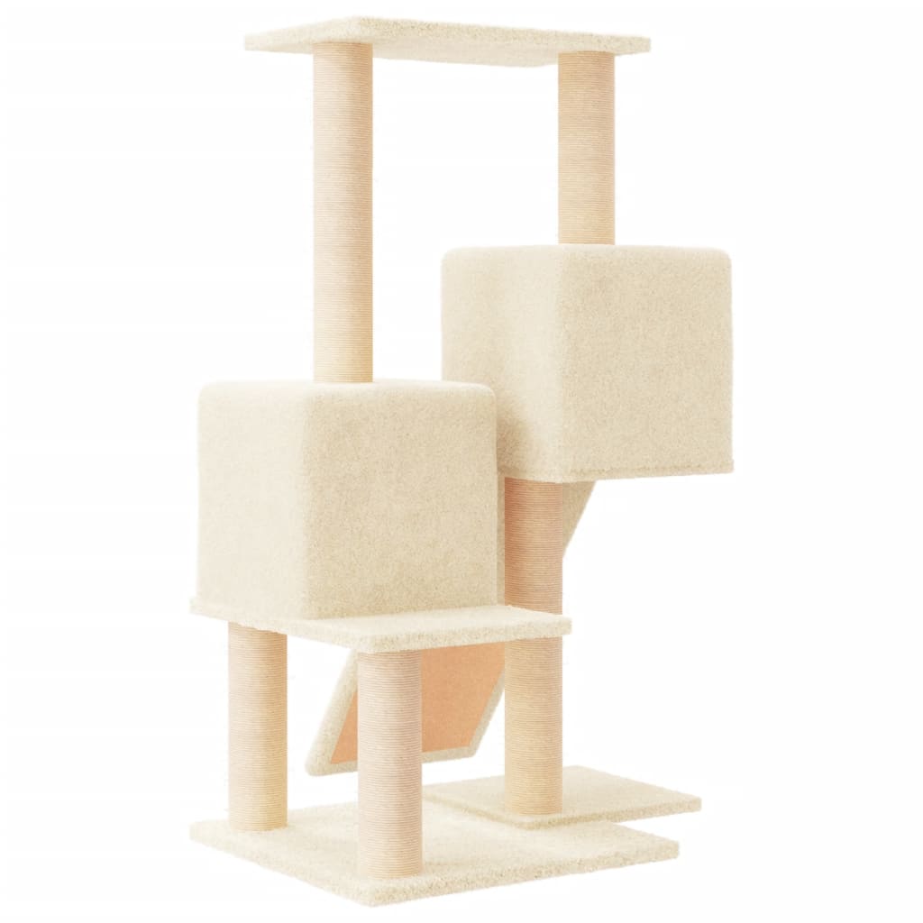 Arranhador para gatos vidaXL com postes de sisal, cor creme, 82 cm