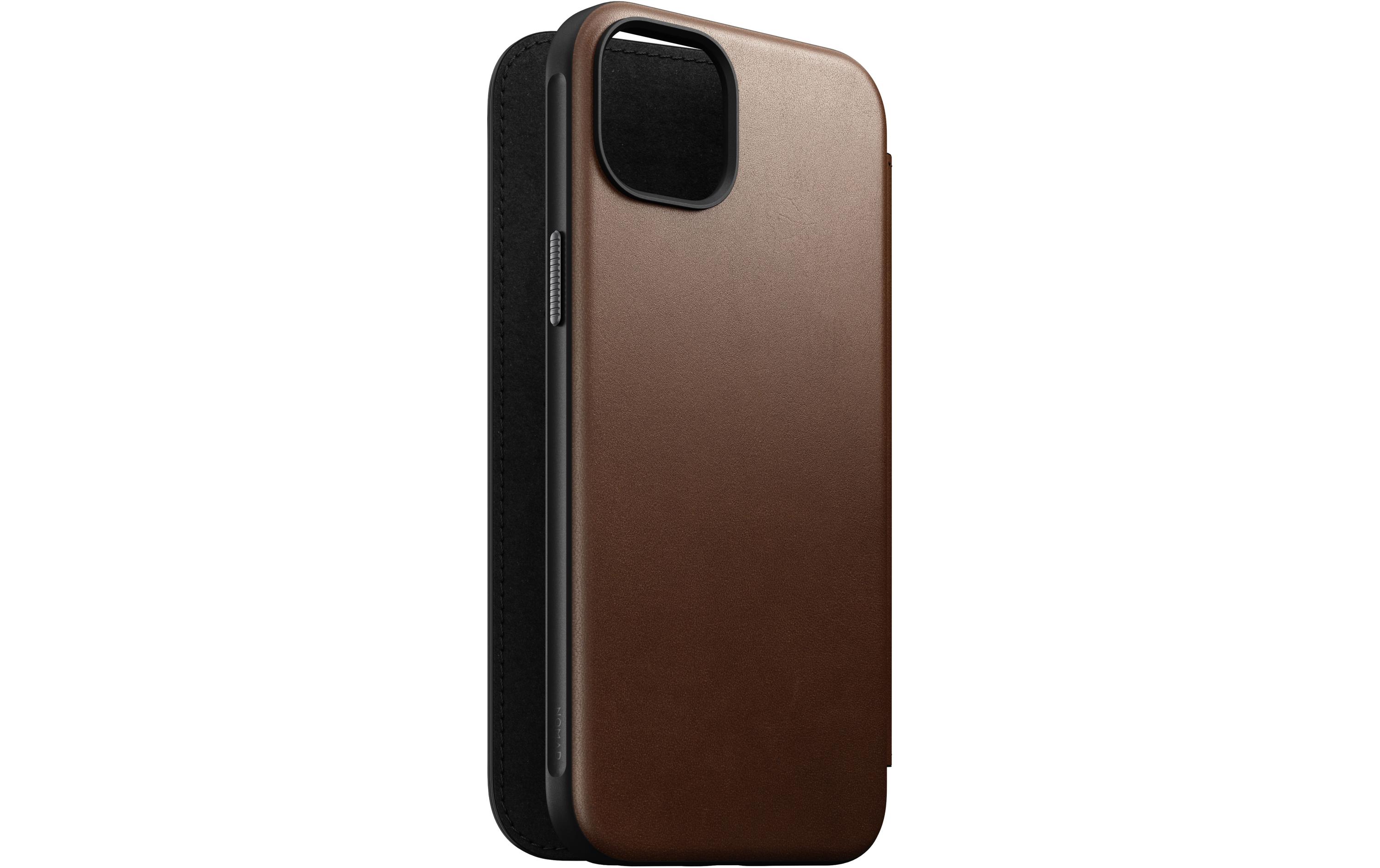 Book Cover Modern Leather Folio iPhone 15 Plus BraunModernes Leder Folio für das Apple iPhone 15 Plus