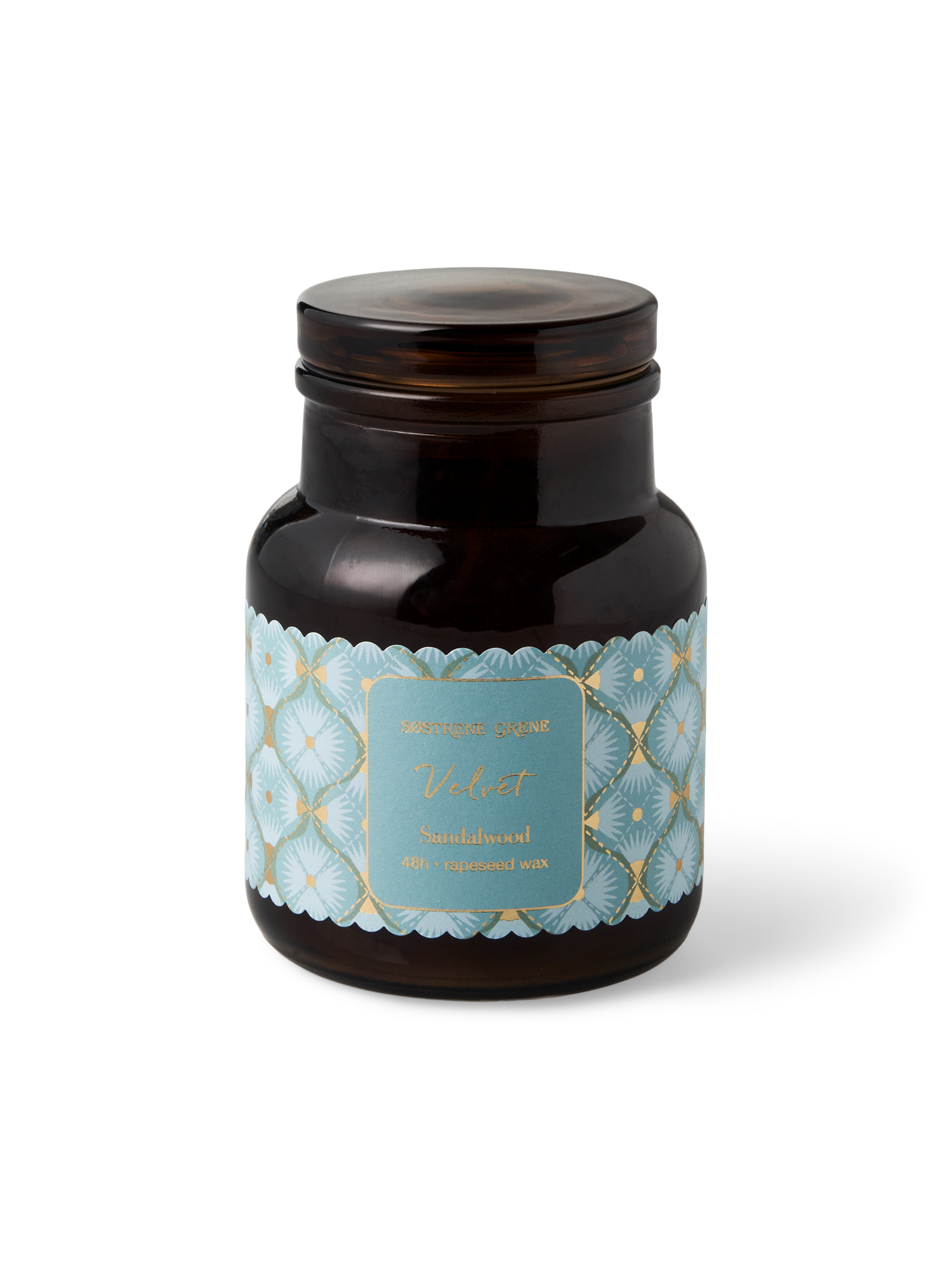 Duftlys Velvet | Rapsvoks/glas/bomuld. 48 timer. | Sage Green, Gold