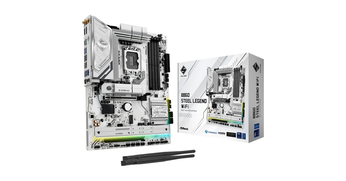 ASRockB860 Steel Legend WiFi socket 1851 moederbord  (RAID, Gb-LAN, WLAN, BT, Sound, ATX)