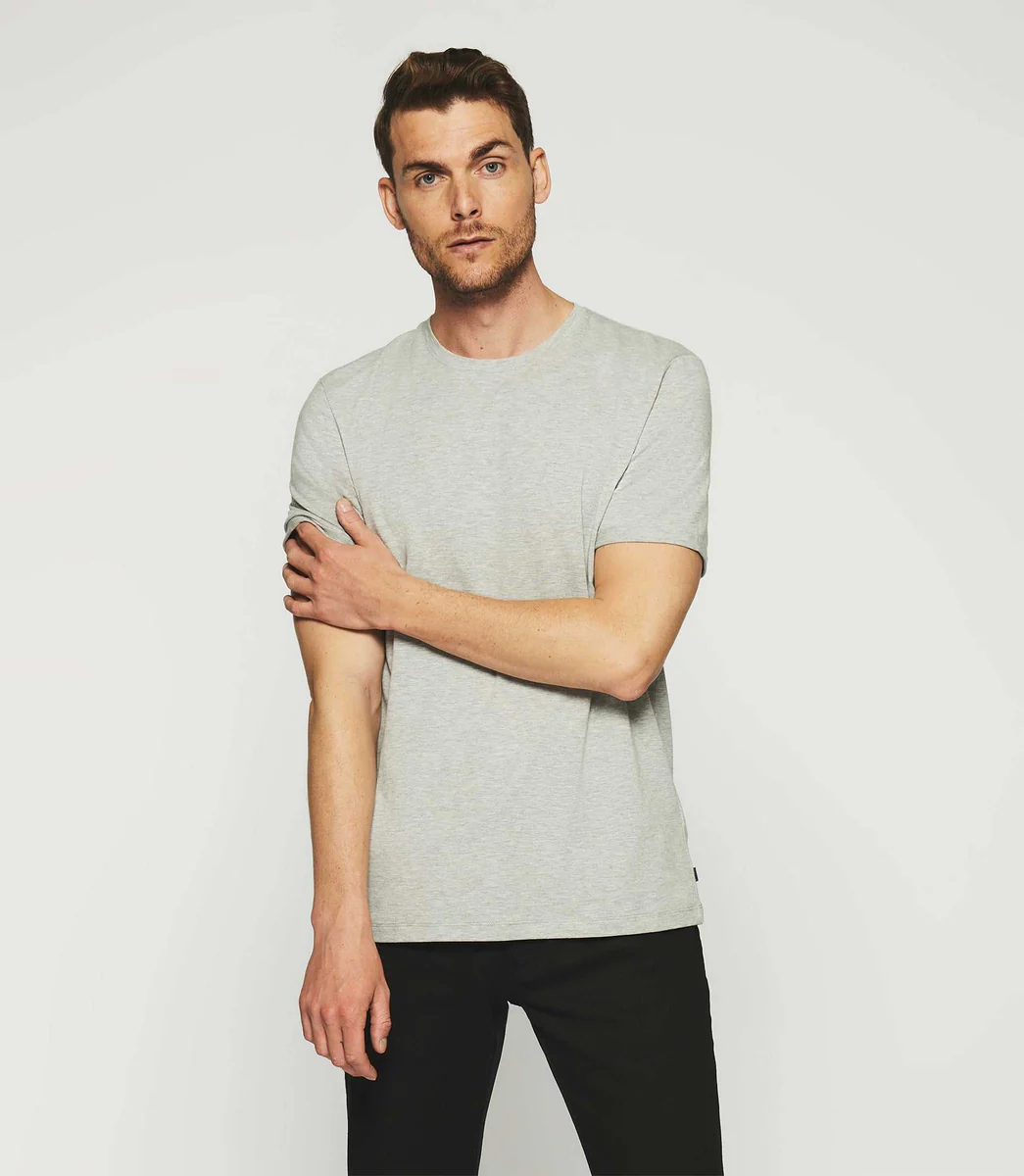T-shirt uni à manches courtes gris chiné GINO