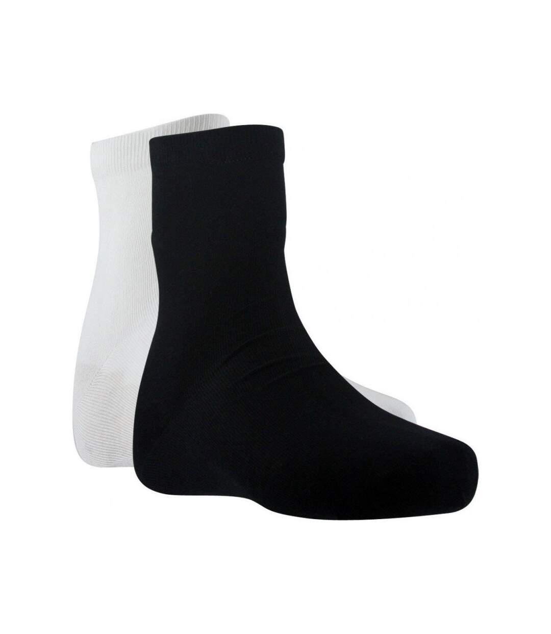 DIM Lot de 2 paires de Mi-chaussettes Femme Coton PURCOTON Blanc Noir