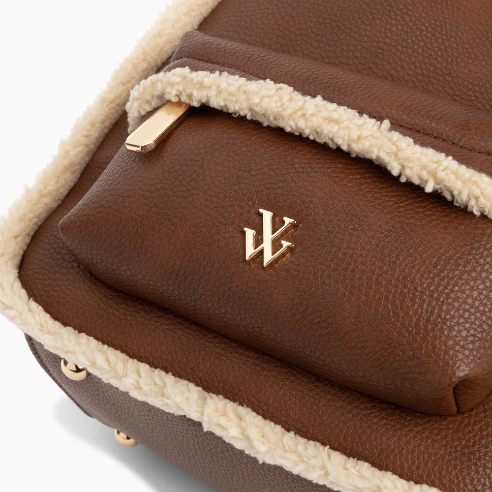 Sacs-Petit sac à dos Anouchka marron et beige en faux shearling