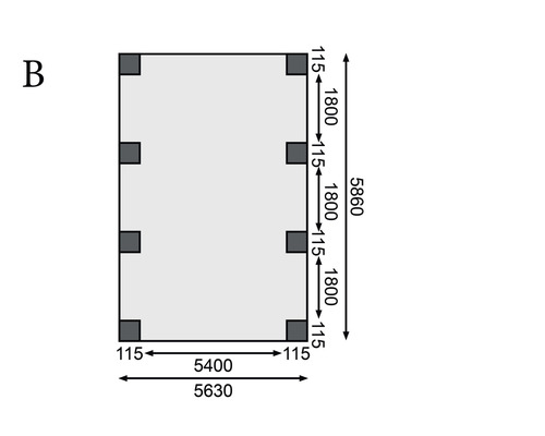 Dubbele carport Karibu Pluwig 2 variant A 598 x 670 cm drukgeïmpregneerd