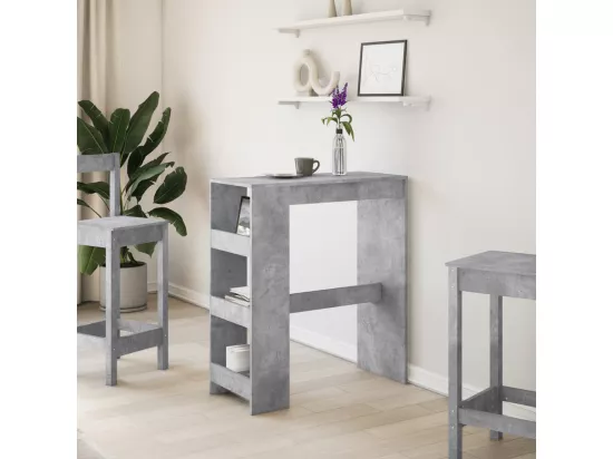Table de bar avec étagères gris béton bois d'ingénierie