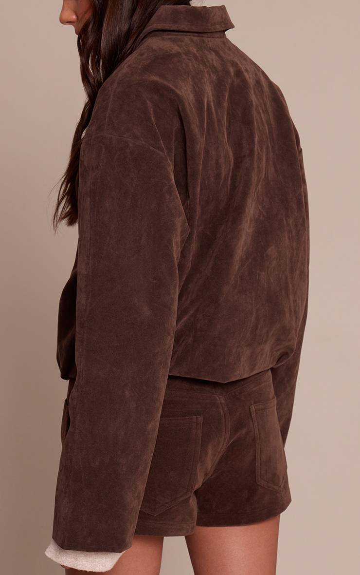 Marron Foncé Short Tailleur En Daim