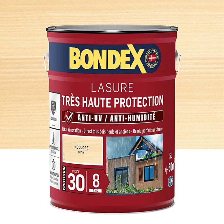 Lasure extérieure très haute protection Bondex 8 ans incolore 5L