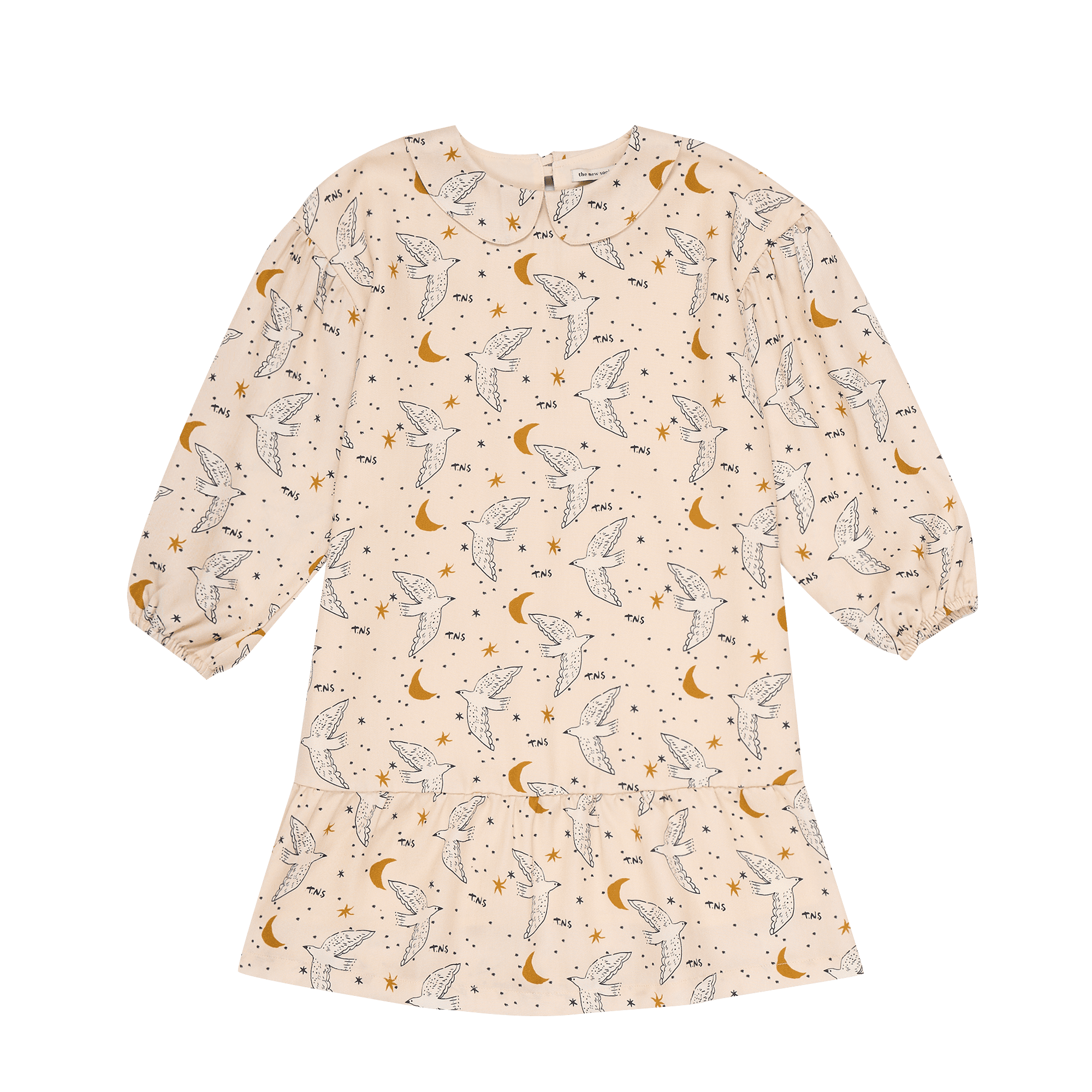 Robe ample col claudine en coton | Beige