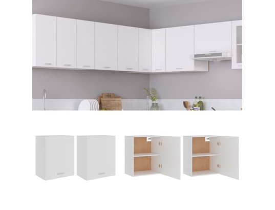VIDAXL - Meuble haut Armoires de cuisine 2 pcs blanc 50x31x60 cm aggloméré
