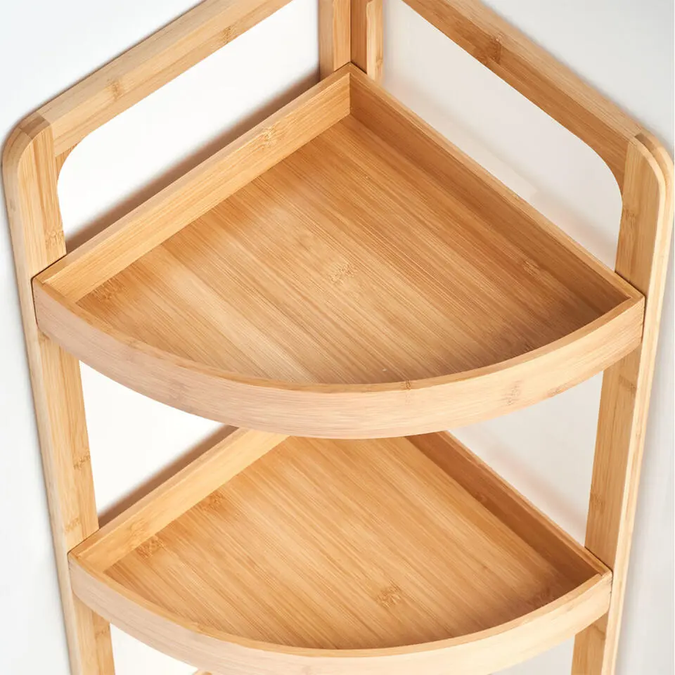 Zeller Hoekkastje/rekje - bamboe - hout - 29 x 29 x 85 cm