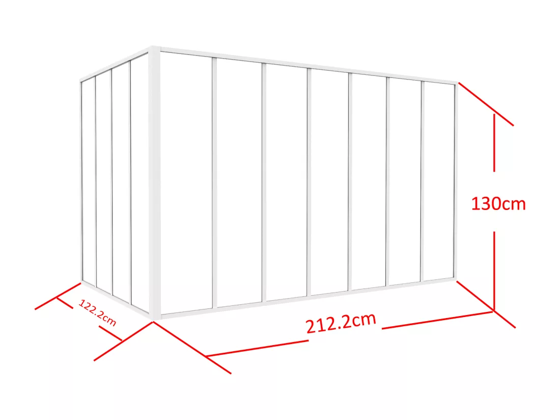 Verrière d'angle d'atelier en aluminium thermolaqué - L210 x L120 x H130 - Blanc - BAYVIEW