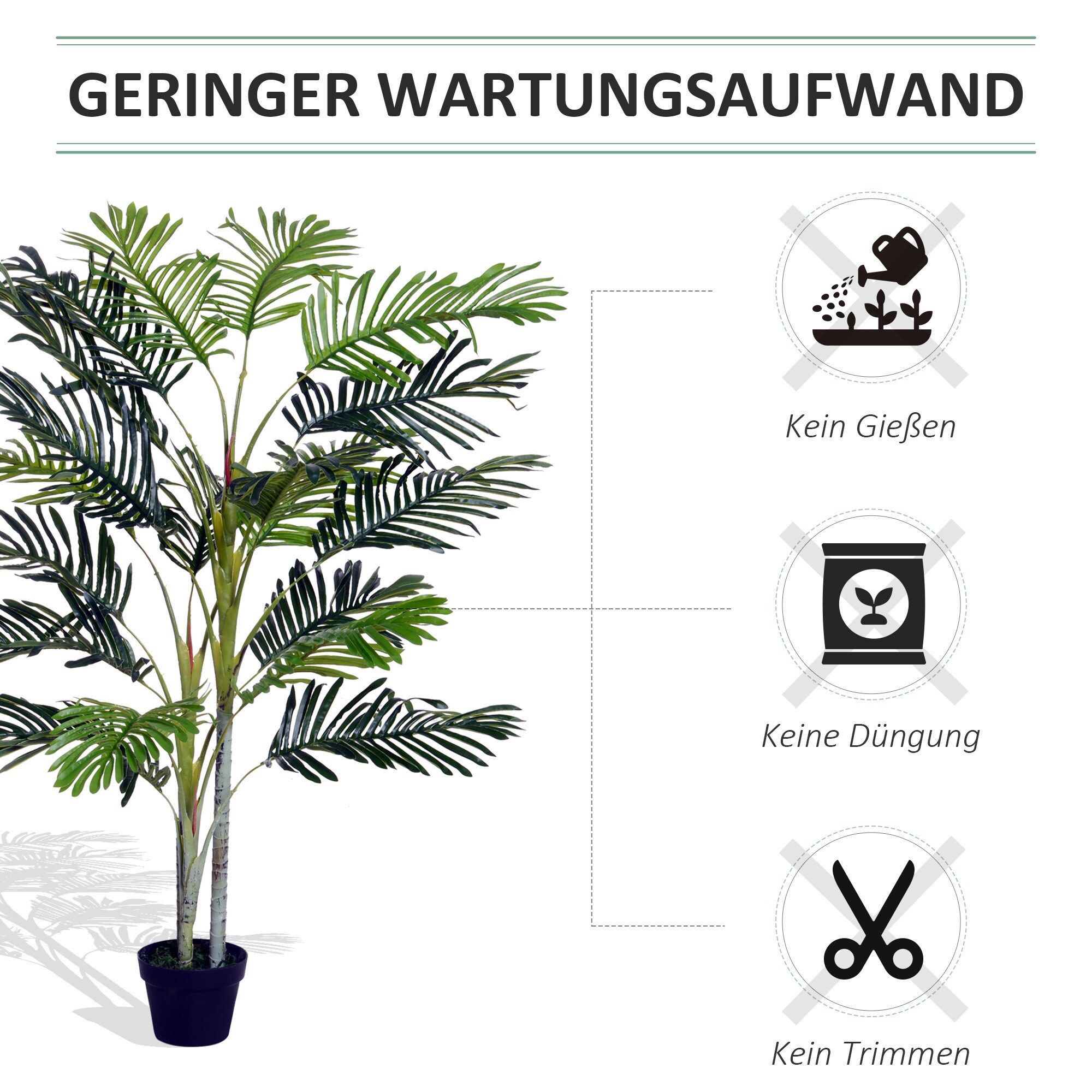 Outsunny künstliche Pflanze mit Pflanzentopf grün 18L x 18B x 150H cm