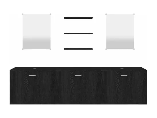 Ensemble de meubles salle de bain 6 pcs noir bois d'ingénierie