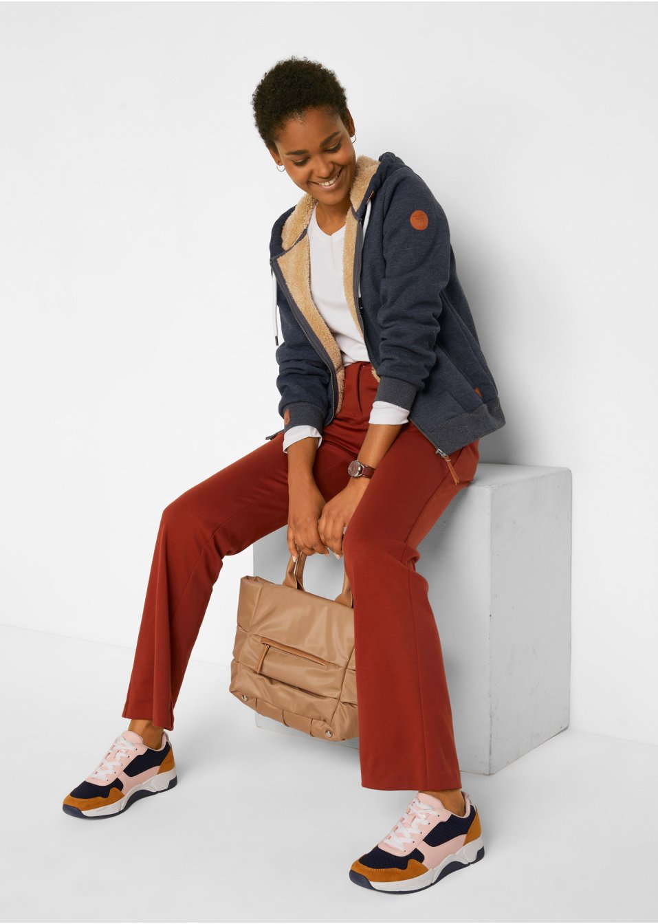 Gilet sweat avec doublure peluche