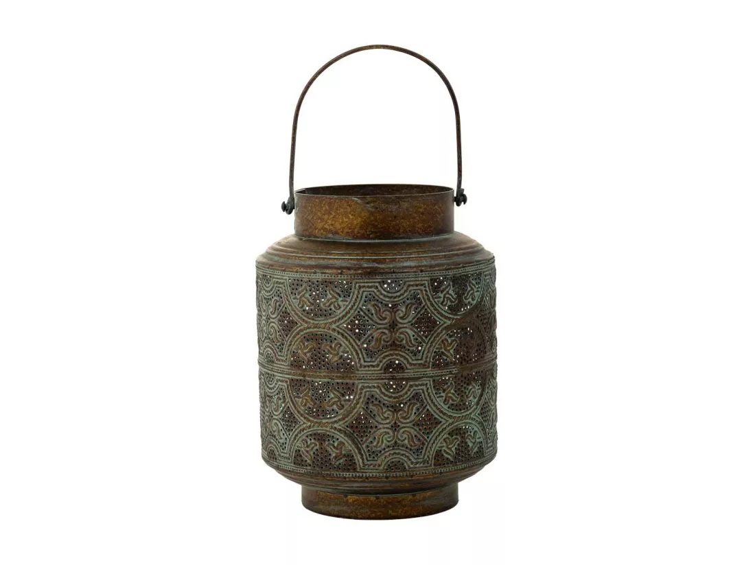 Bougeoir en métal marron 19.5x19.5x25.5h