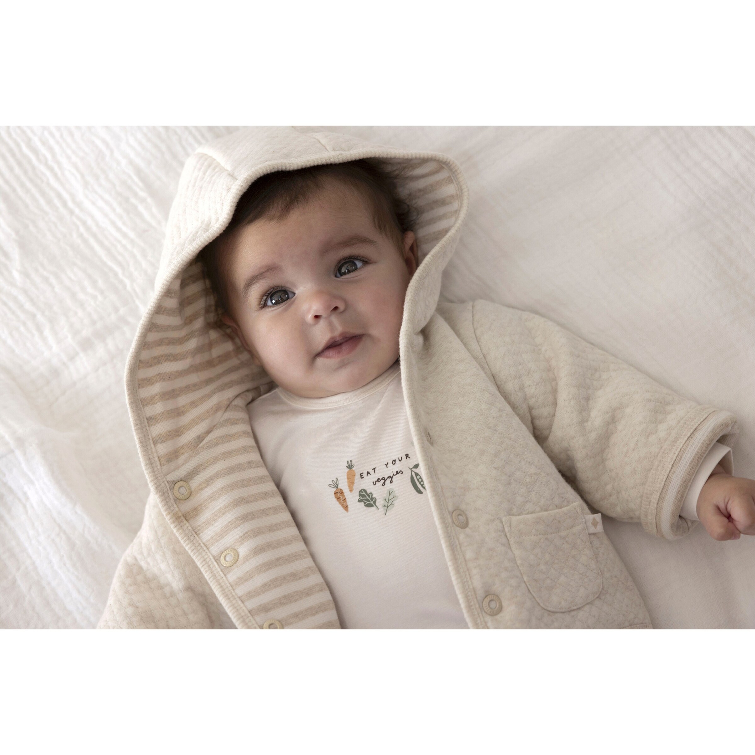 Feetje Wendejacke mit Kapuze Ringel Struktur natur/beige