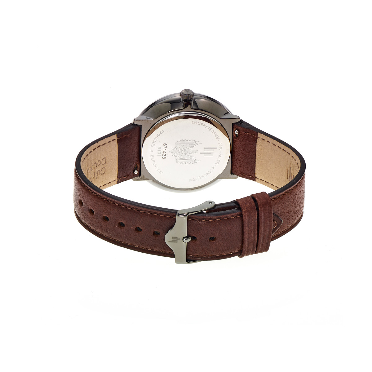 Montre Lip mixte acier cuir marron