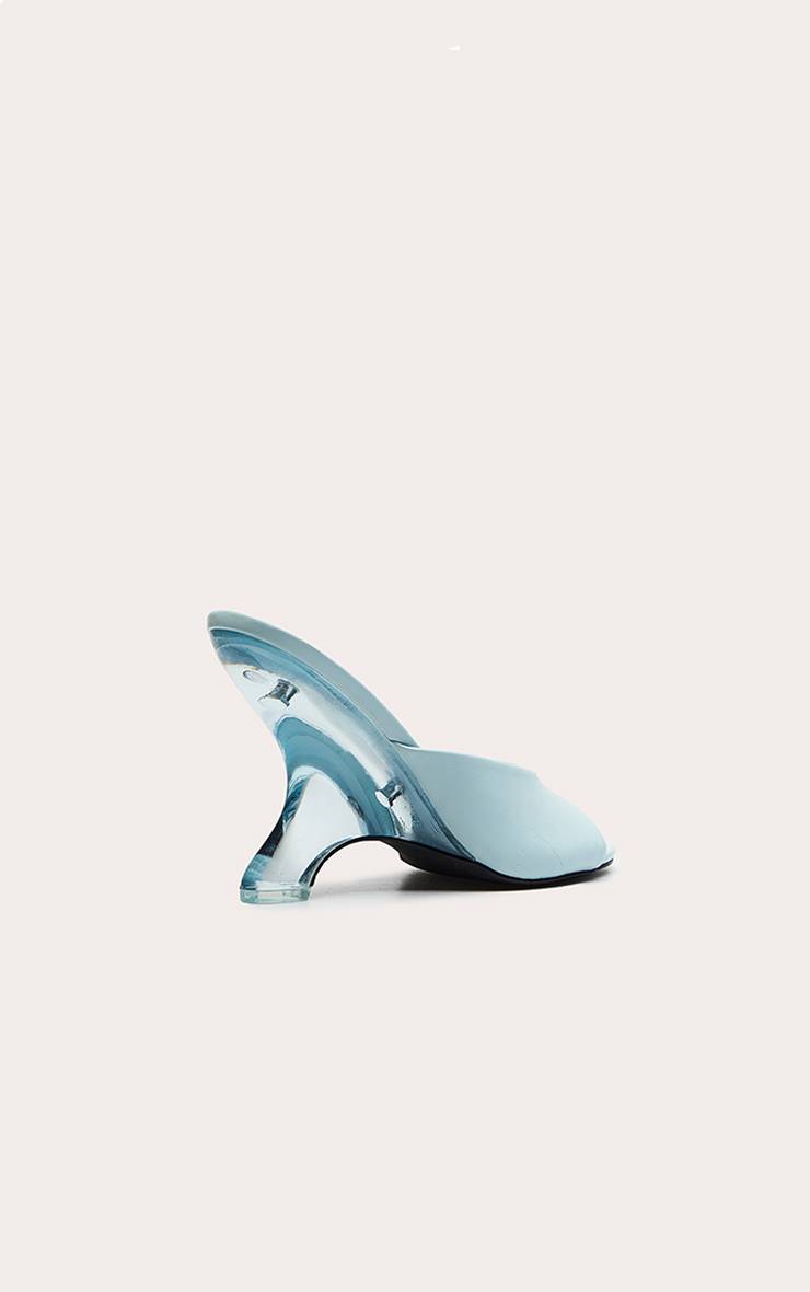 Bleu Aqua Mules À Talon Compensé En Perspex Incurvé