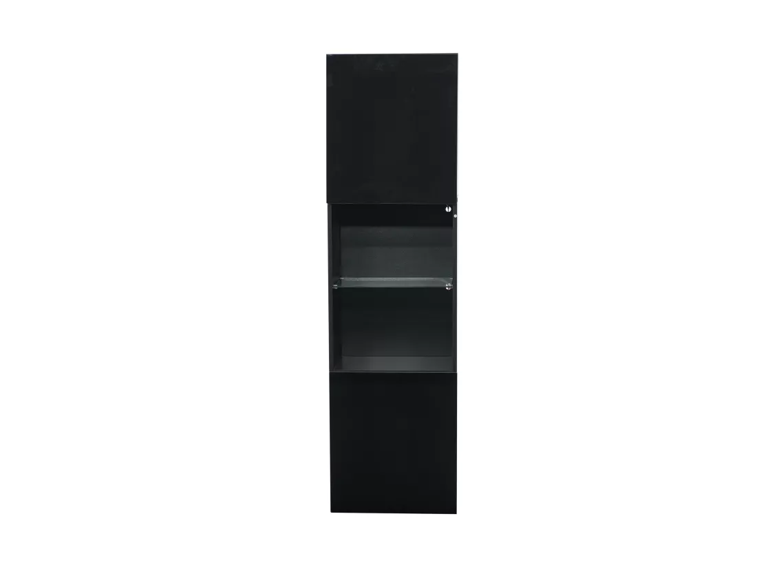 Vitrine 45x35x160cm - avec 2 ports - avec éclairage LED - 1 étagère en verre - noir