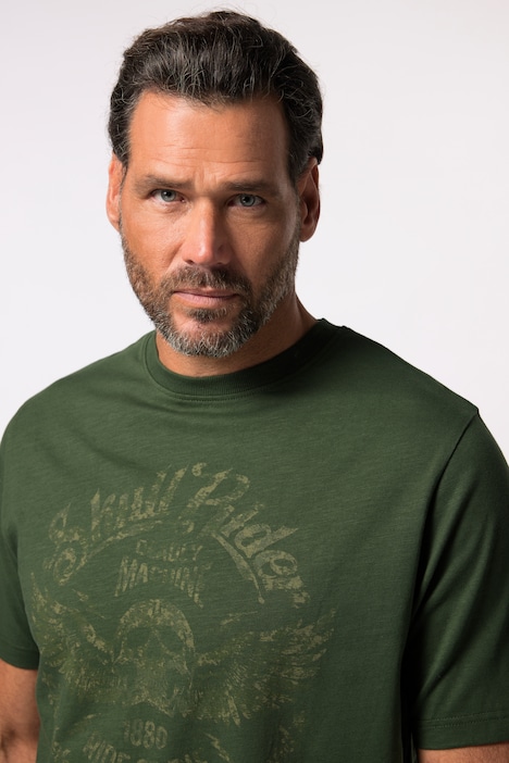 T-Shirt, Halbarm, Vintage Brustprint, bis 8XL