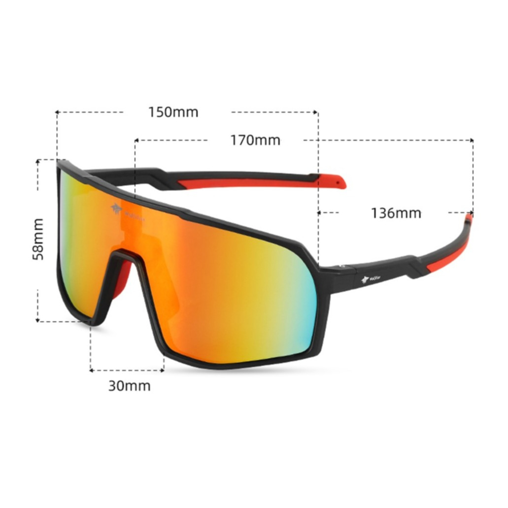Polarisierte UV Sportbrille Fahrrad Sonnenbrille inkl. Etui - Schwarz / Rot