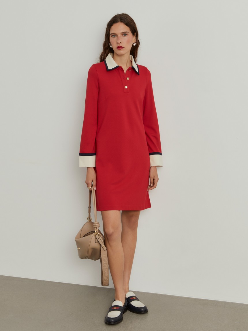 Vestido color block manga comprida