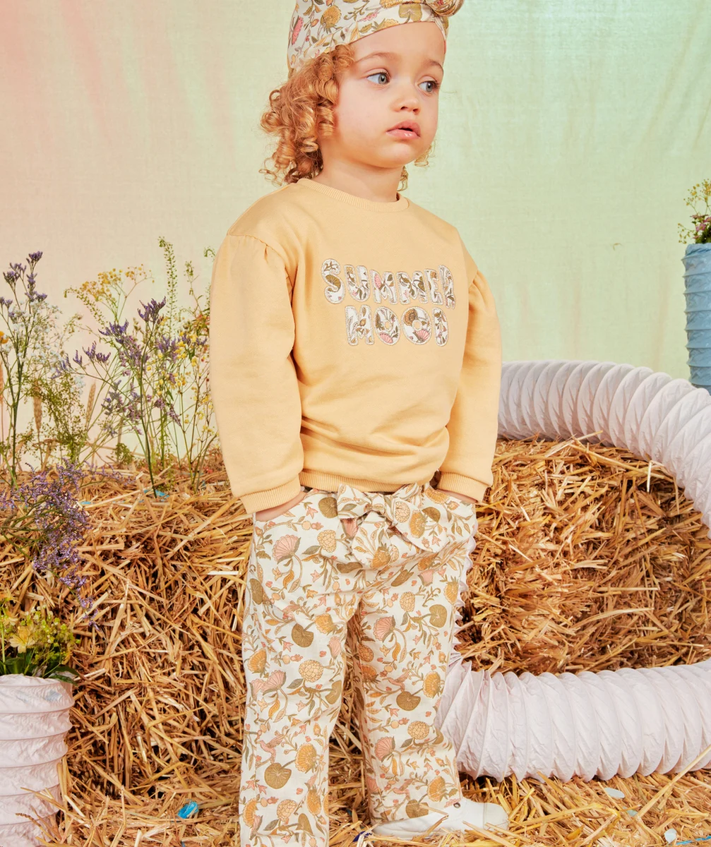 PANTALON DROIT FLUIDE BÉBÉ FILLE EN COTON IMPRIMÉ FLEURI