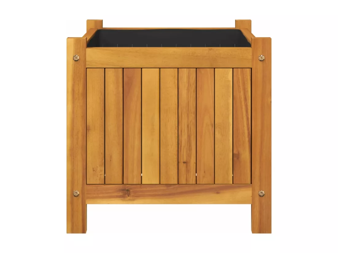 Jardinière avec doublure 42x42x40 cm bois massif d'acacia