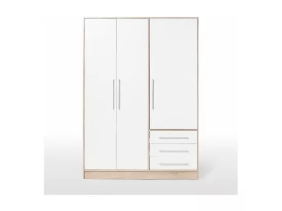 Armoire - Bois aggloméré chêne et blanc - Chambre - 144,6 cm