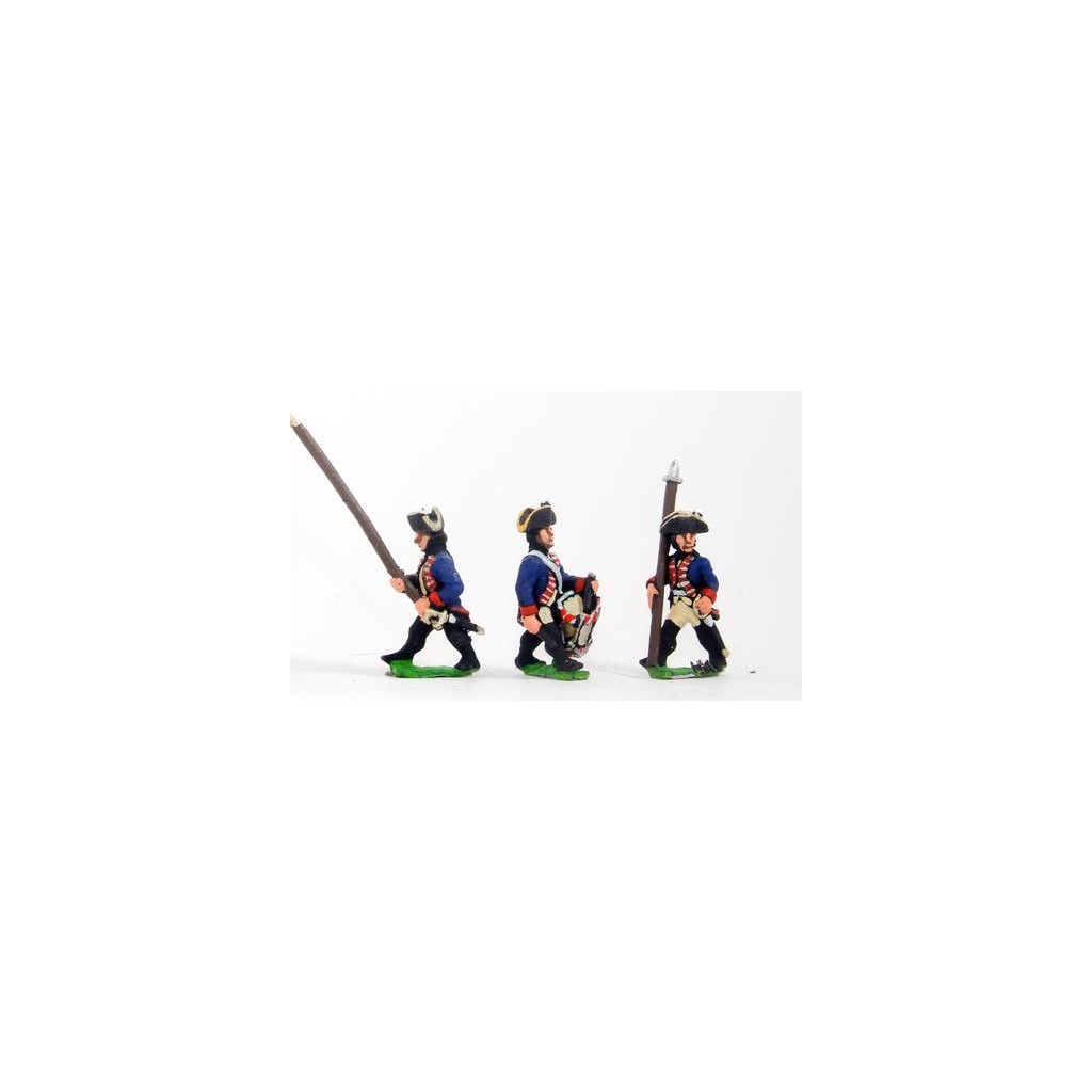 AWI German: Command: Line Officer, Standard Bearer & Drummer, advancing