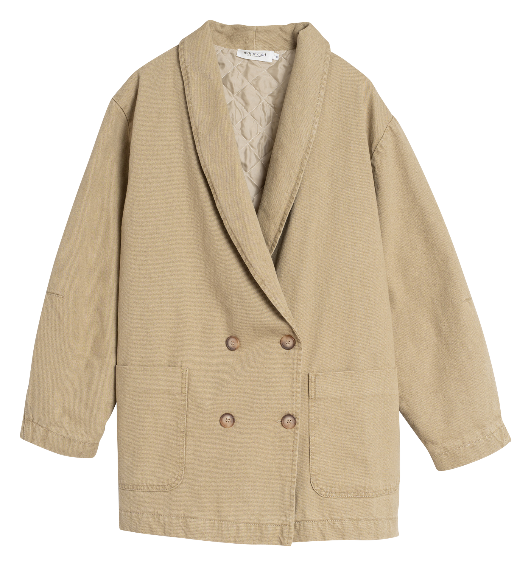 Veste ample col châle en coton et lin | Vert