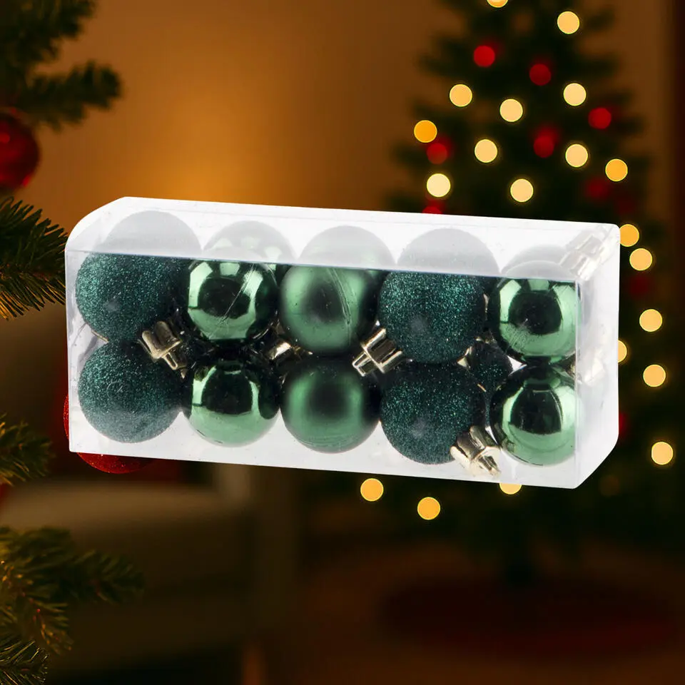 Cosy & Trendy Kerstballen - 20 st - kunststof - donkergroen