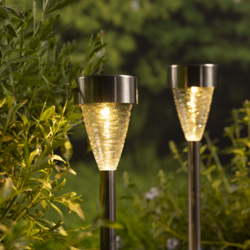 Solar LED tuinfakkels set van 4 stuks RVS 27,5cm hoog