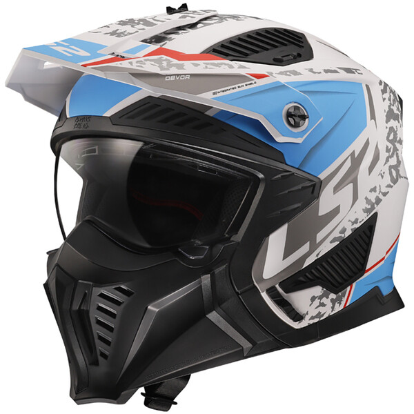LS2 - Casque OF606 Drifter Devor Blanc Mat / Bleu Mat