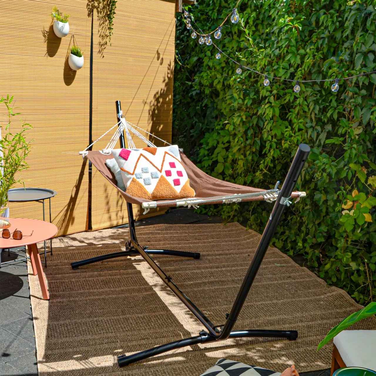 Outdoor Hängematte mit Gestell auf Rollen 335x100 Hängemattengestell Verstellbar