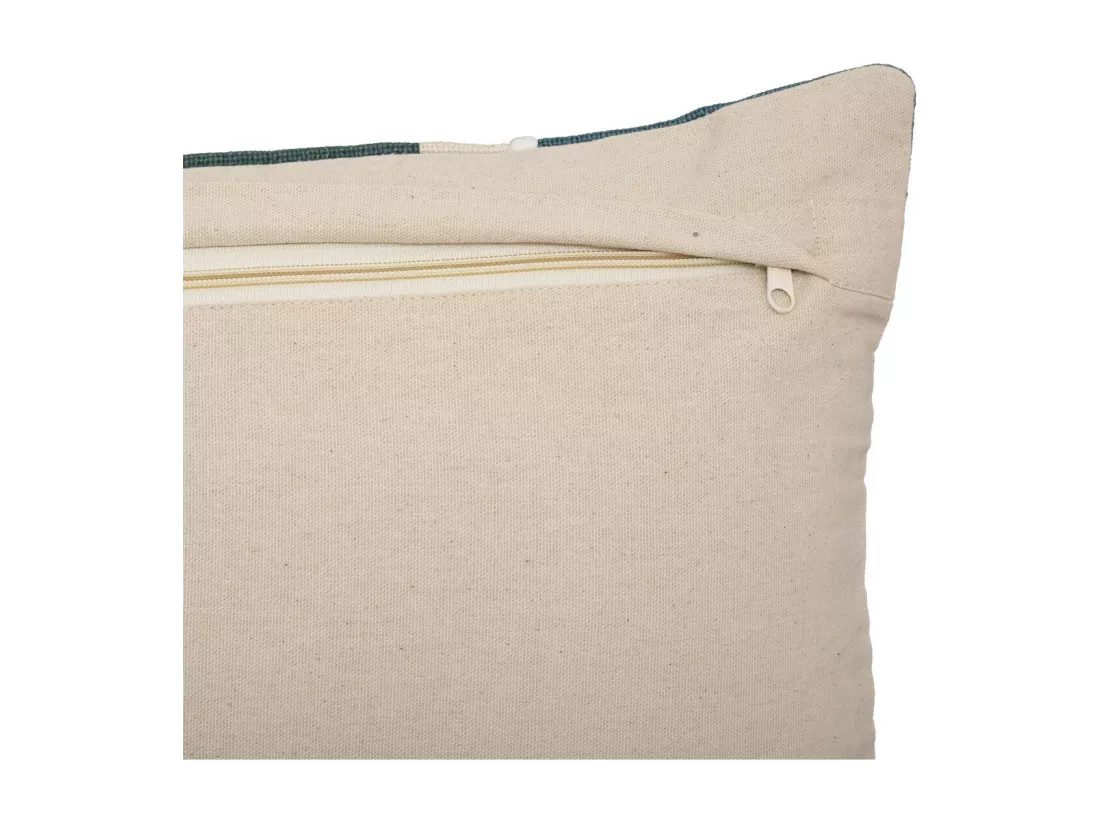Housse de coussin en Coton Bleu et Céladon avec broderie 30 x 50 cm