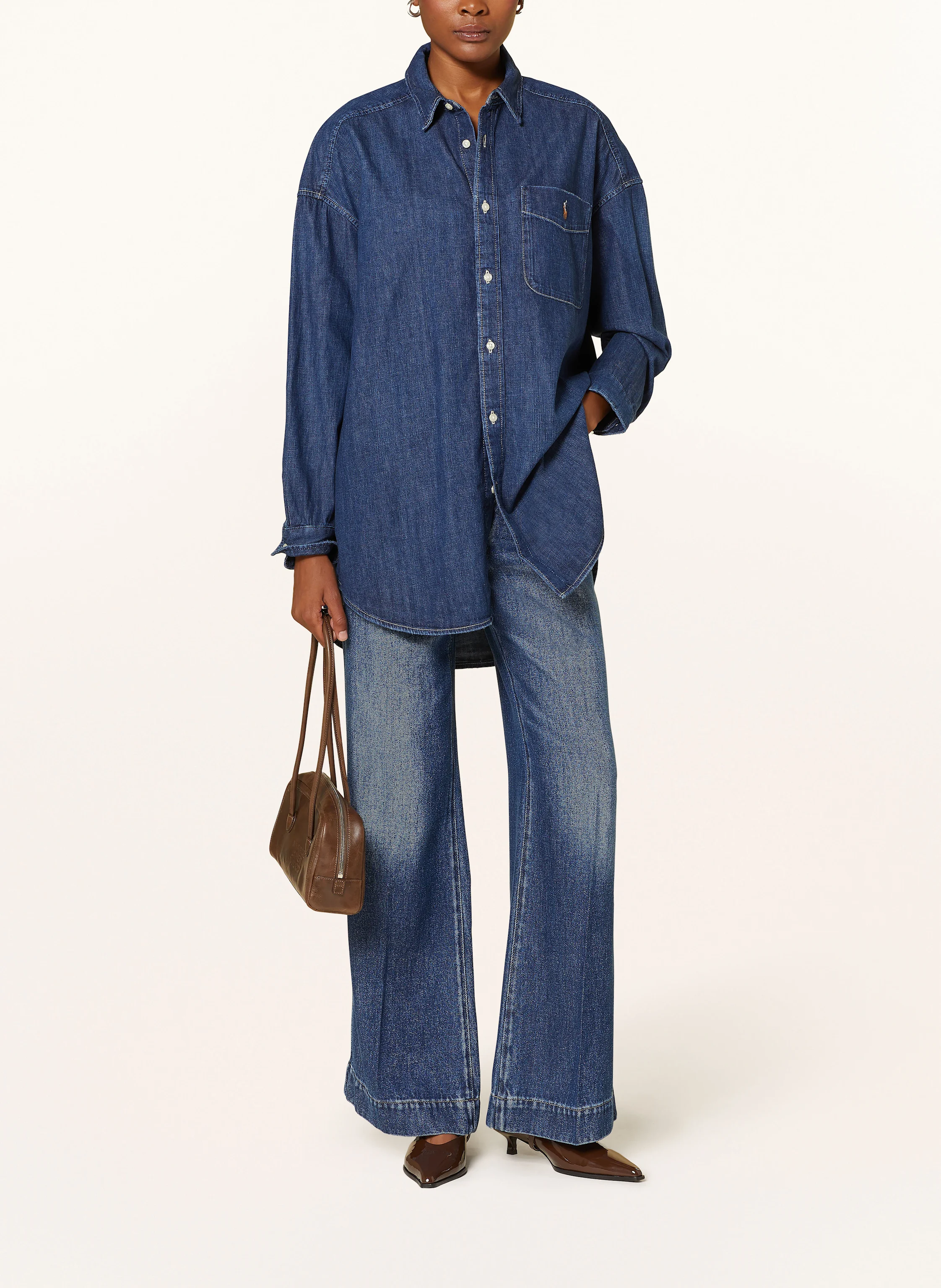 POLO RALPH LAUREN Oversized-Hemdbluse in Jeansoptik