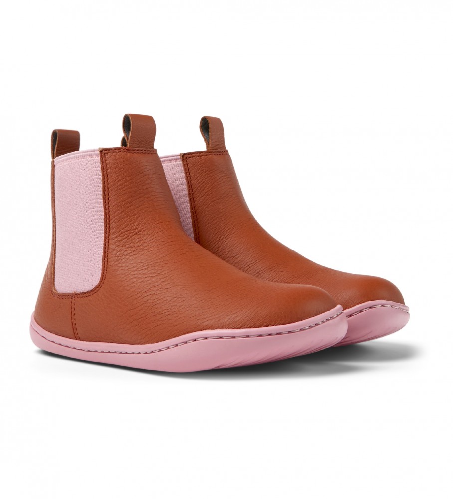 Botas de cano curto Camper Peu Cami em couro vermelho