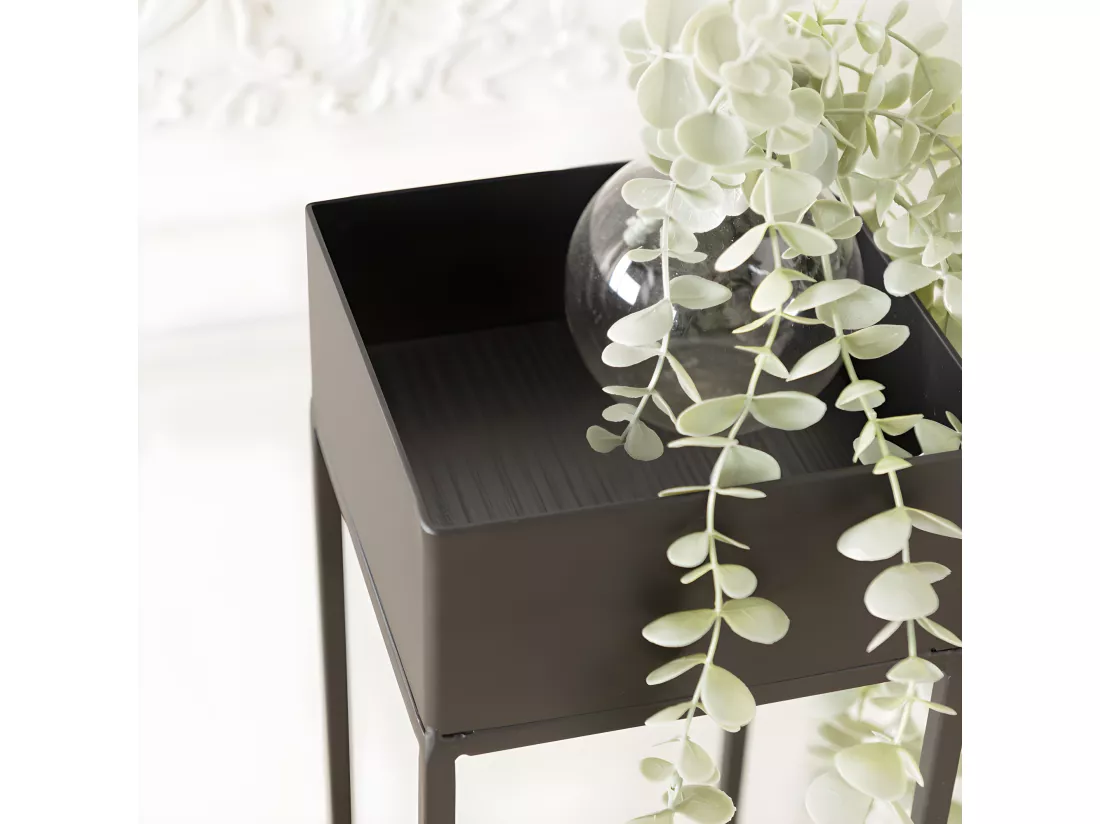 DALY - Sellette carrée / porte plantes GM noire piètement métal