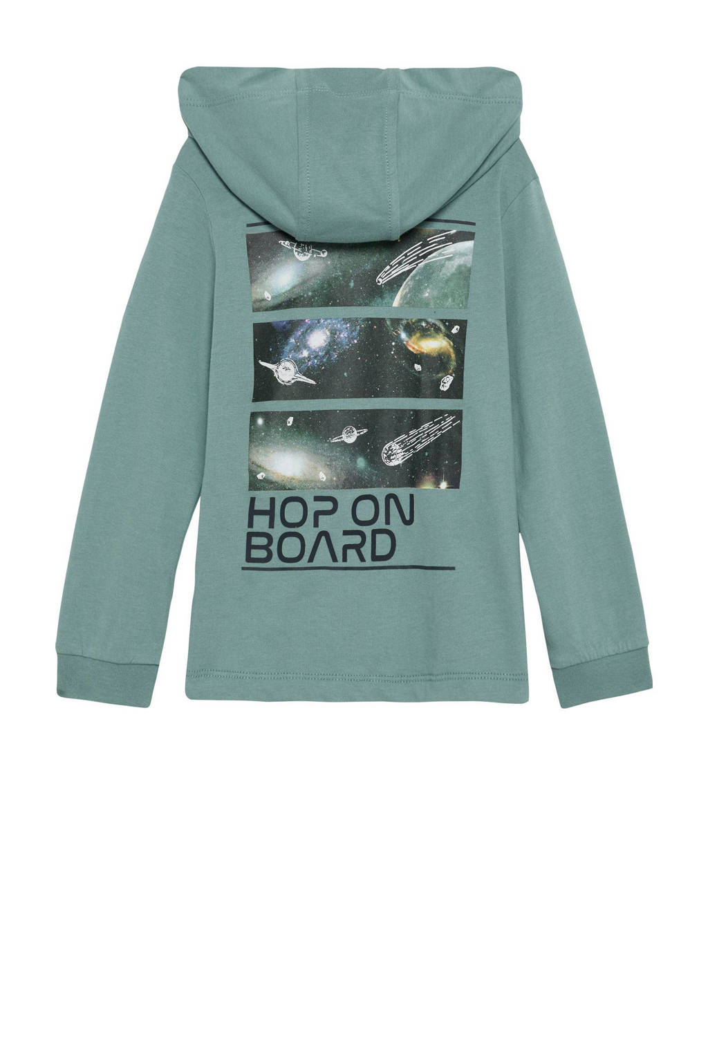 s.Oliver sweater met backprint petrol