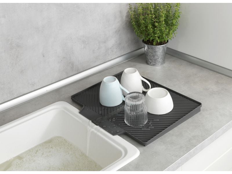 Wenko Abtropfmatte Nelia Maxi 34 x 3 x 40 cm, Grau Trockenmatte