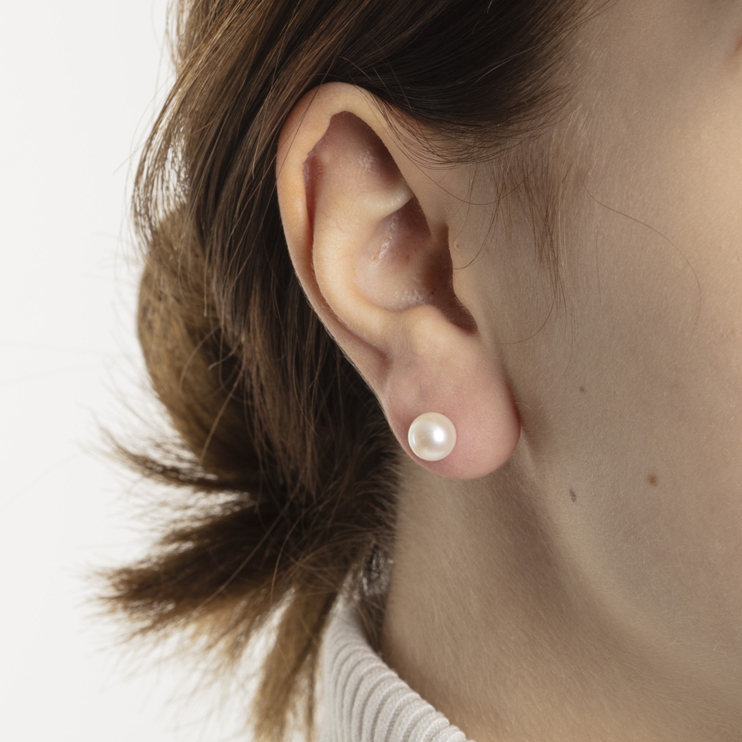 Ohrstecker 750/18 K Gelbgold mit Süsswasser-Kulturperle Ø 7.0mm